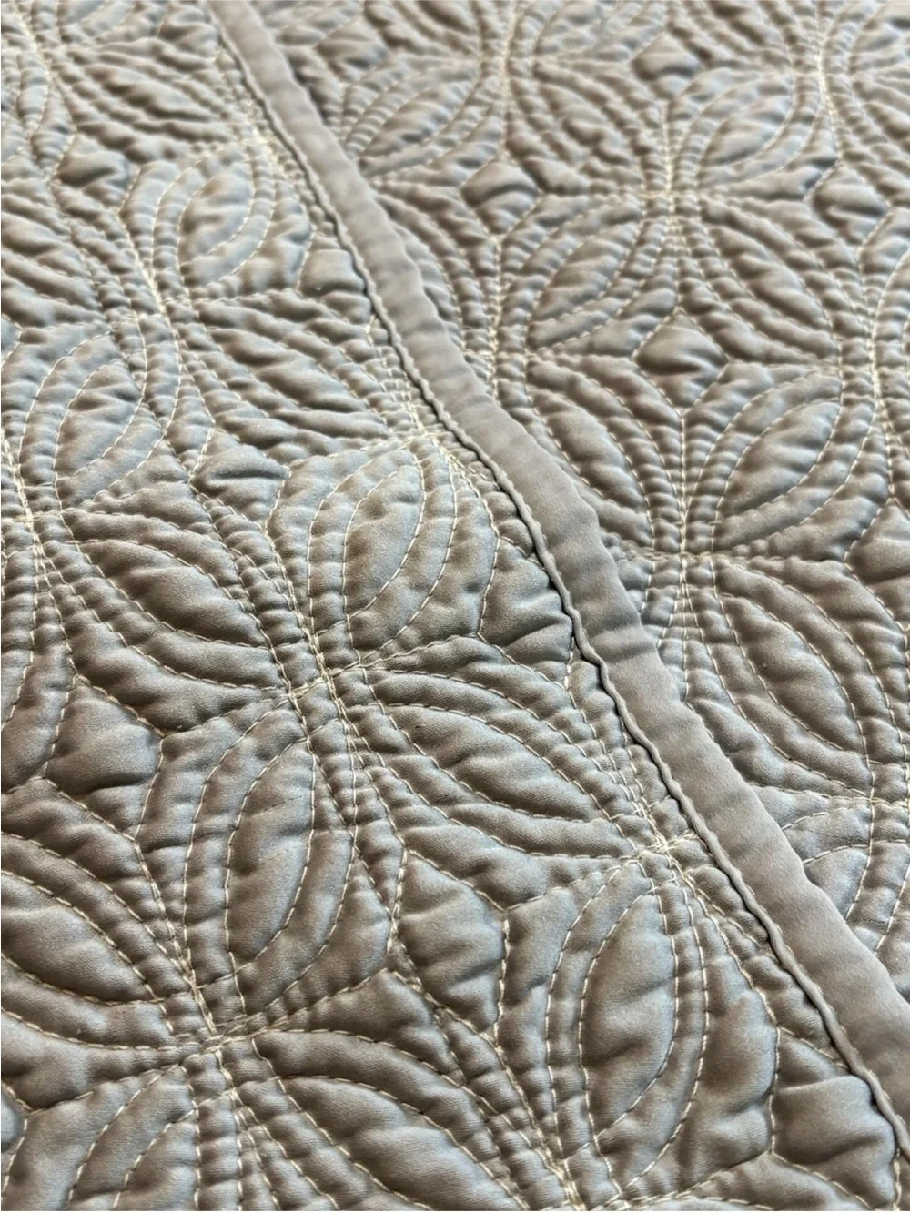 Pillow Sham Fieldcrest Luxury Set 2 Quilted Gray Cotton Queen